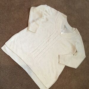 Cleo Petites Cable knit sweater Sz Lg Cream/ Off white Super soft NWT